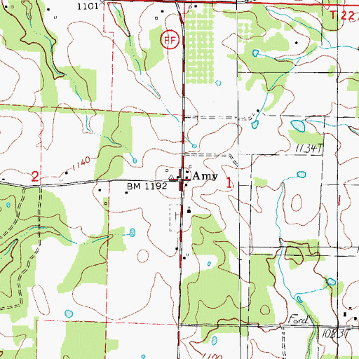 Topographic Map of Amy, MO