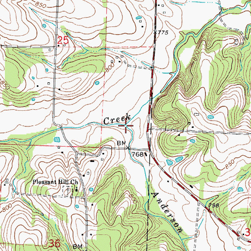 Topographic Map of Anderson Branch, MO