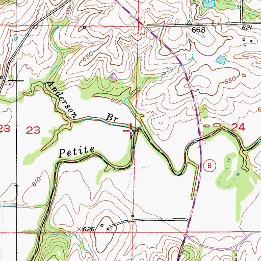 Topographic Map of Anderson Branch, MO