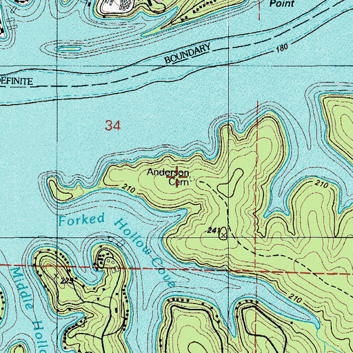 Topographic Map of Anderson Cemetery, MO
