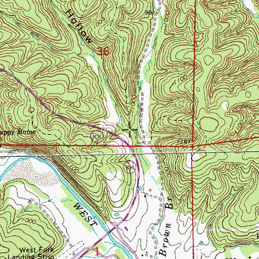 Topographic Map of Anderson Hollow, MO