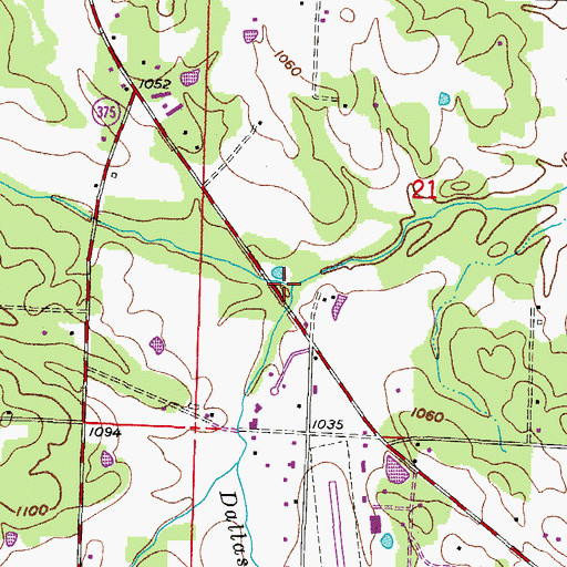 Topographic Map of Dallas Creek, AR
