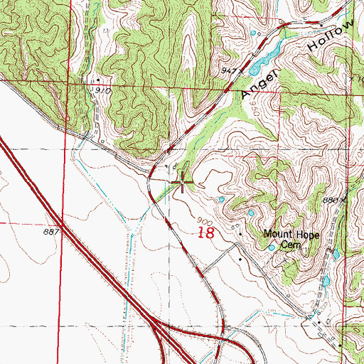 Topographic Map of Angel Hollow, MO