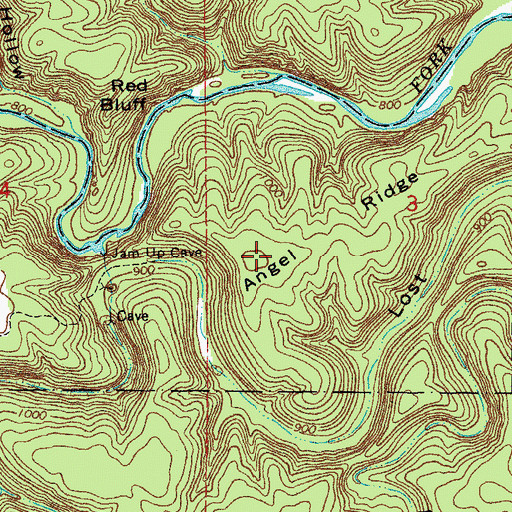 Topographic Map of Angel Ridge, MO