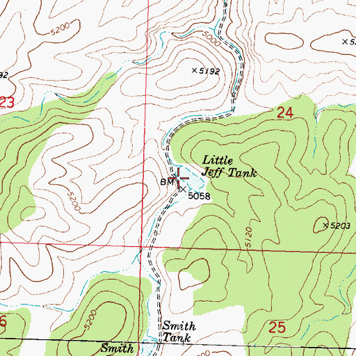 Topographic Map of Little Jeff Tank, AZ