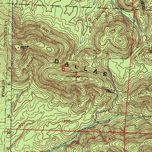 Topographic Map of Dallas Mountain, AR
