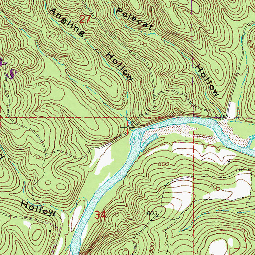 Topographic Map of Angling Hollow, MO