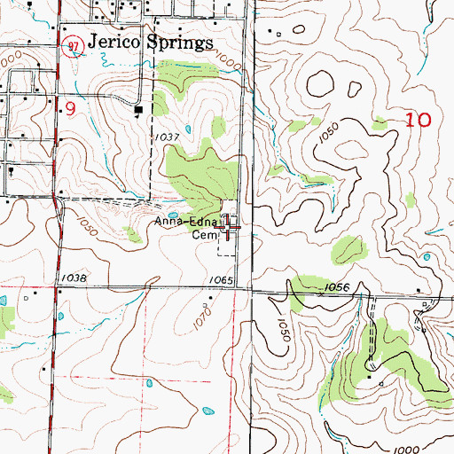 Topographic Map of Anna-Edna Cemetery, MO