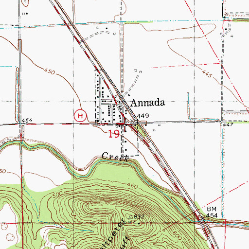 Topographic Map of Annada, MO