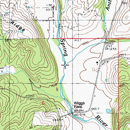 Topographic Map of Anthony Branch, MO