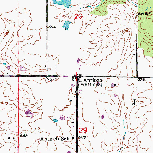 Topographic Map of Antioch, MO