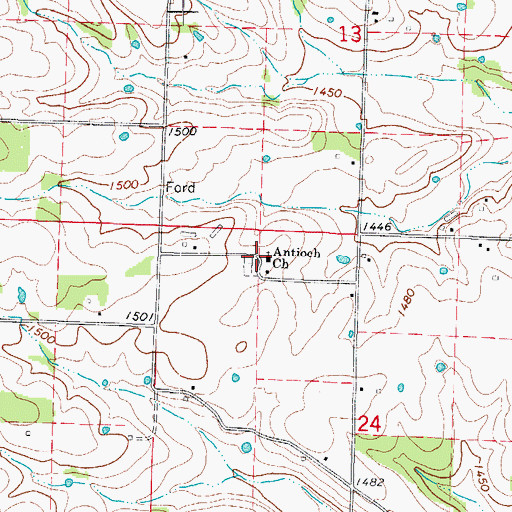 Topographic Map of Antioch Church, MO