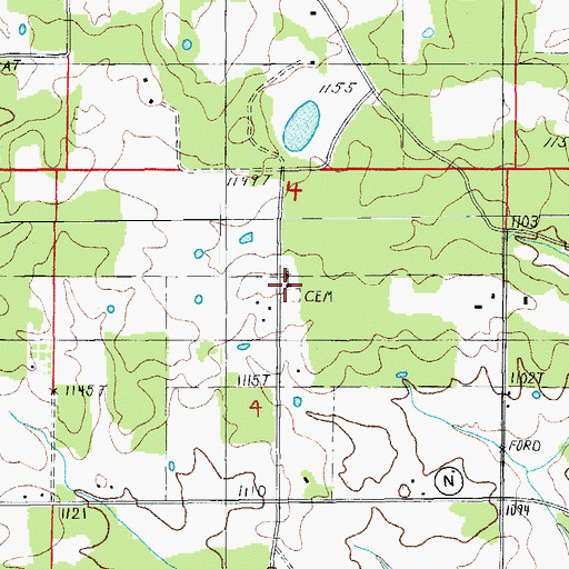 Topographic Map of Antioch Church, MO