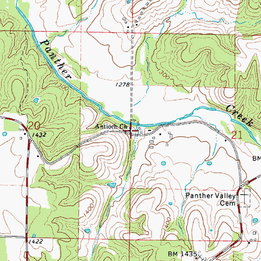 Topographic Map of Antioch Church, MO