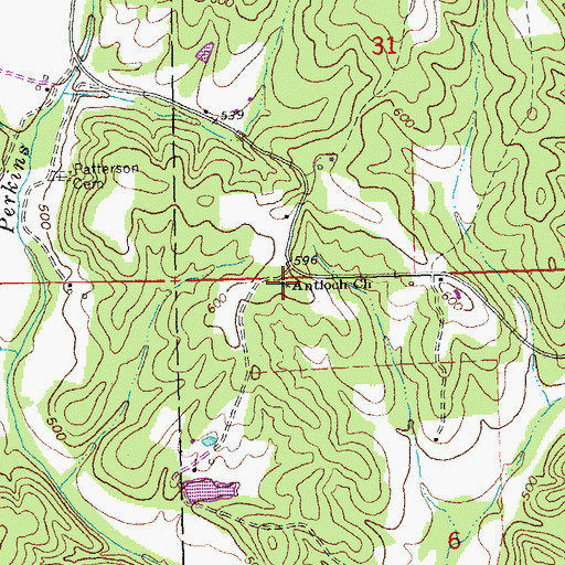 Topographic Map of Antioch Church, MO