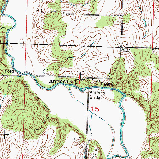 Topographic Map of Antioch Church, MO