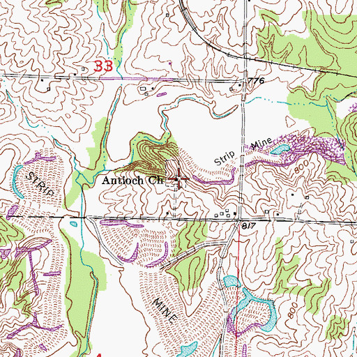 Topographic Map of Antioch Church, MO