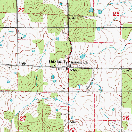 Topographic Map of Antioch Church, MO
