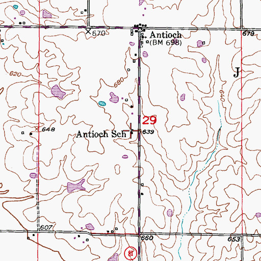 Topographic Map of Antioch School, MO