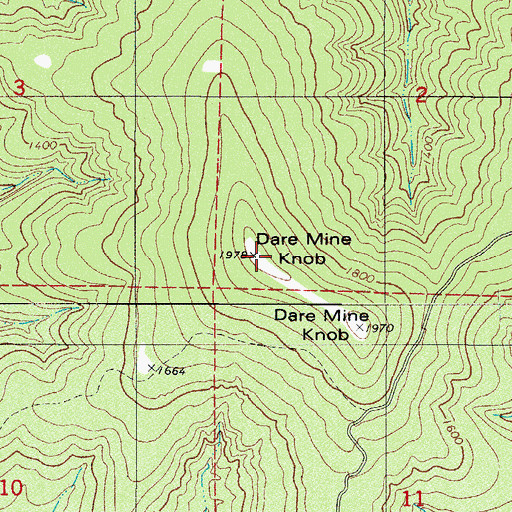 Topographic Map of Dare Mine Knob, AR