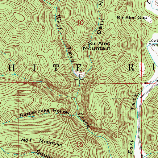 Topographic Map of Dark Hollow, AR