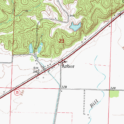 Topographic Map of Arbor, MO