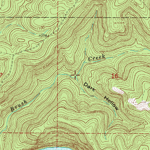 Topographic Map of Dark Hollow, AR