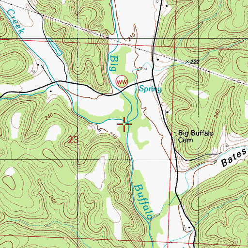 Topographic Map of Archer Creek, MO