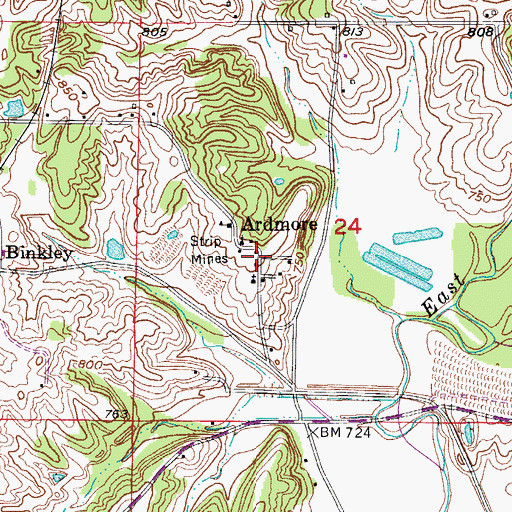 Topographic Map of Ardmore, MO