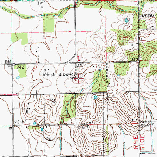 Topographic Map of Armstead Dowdy Cemetery, MO