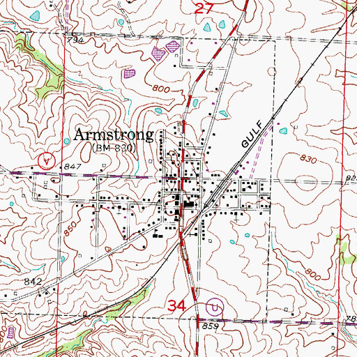 Topographic Map of Armstrong, MO