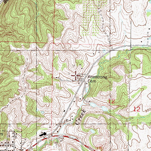 Topographic Map of Armstrong Cemetery, MO