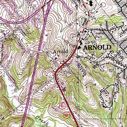 Topographic Map of Arnold, MO