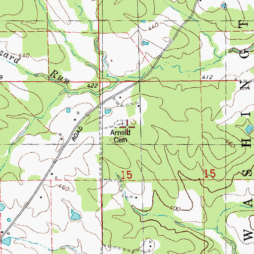 Topographic Map of Arnold Cemetery, MO