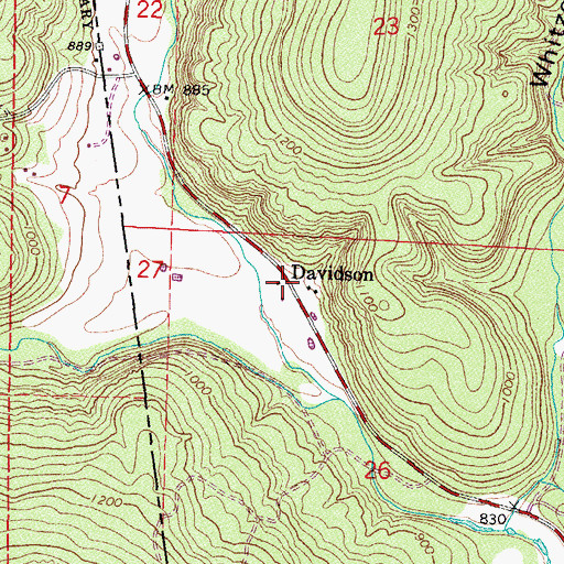 Topographic Map of Davidson, AR