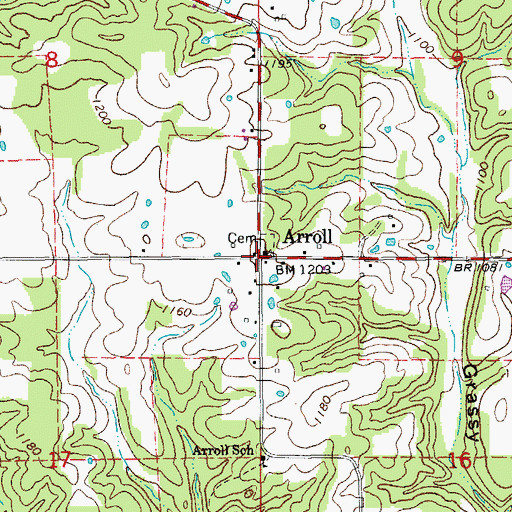 Topographic Map of Arroll, MO