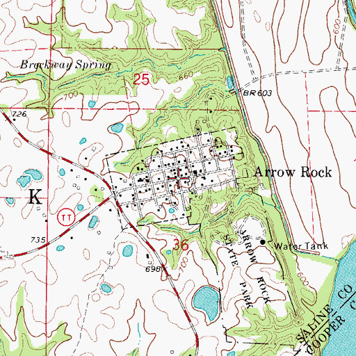 Topographic Map of Arrow Rock, MO
