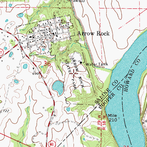 Topographic Map of Arrow Rock State Historic Site, MO