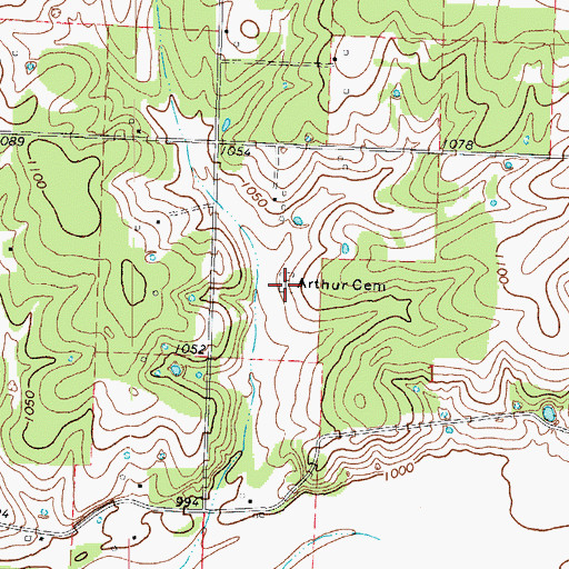 Topographic Map of Arthur Cemetery, MO
