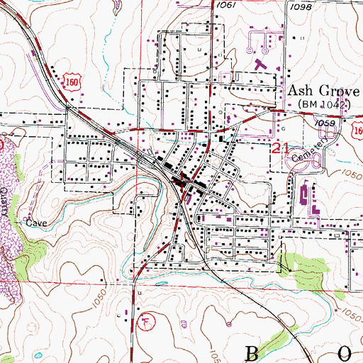 Topographic Map of Ash Grove, MO