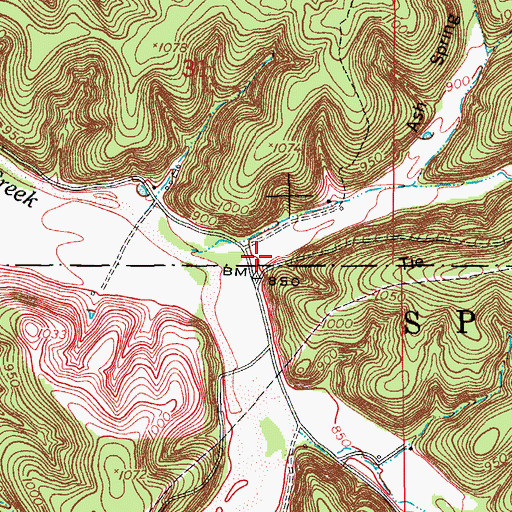 Topographic Map of Ash Spring Hollow, MO
