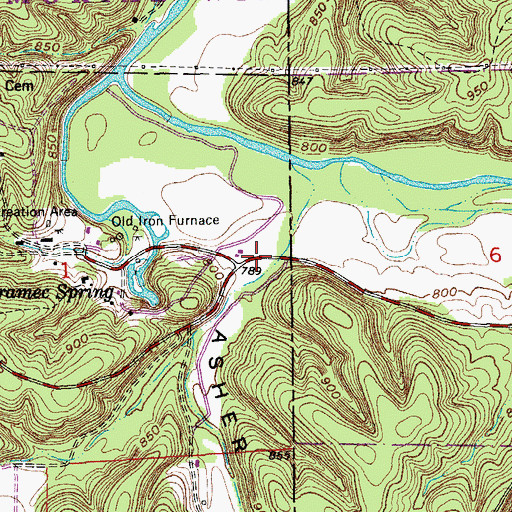 Topographic Map of Asher Hollow, MO