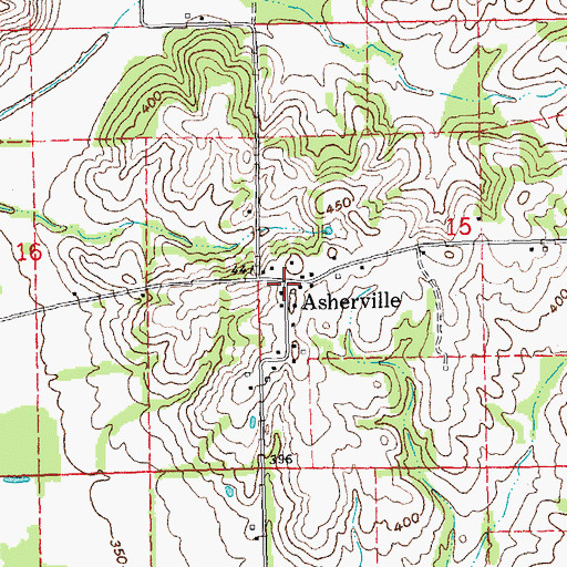 Topographic Map of Asherville, MO