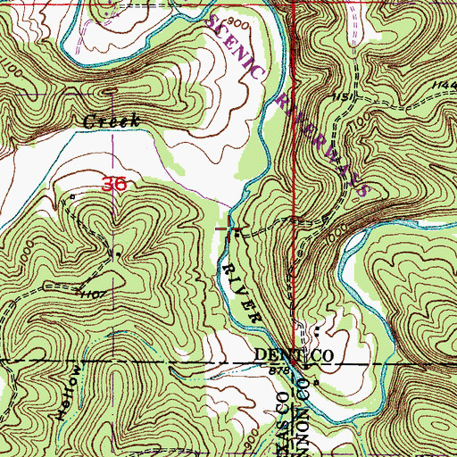 Topographic Map of Ashley Creek, MO