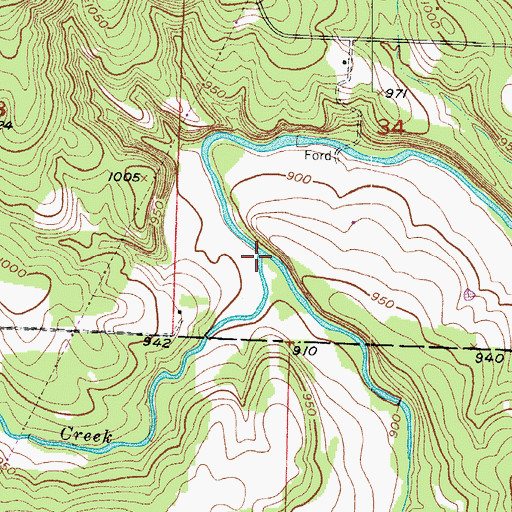 Topographic Map of Ashlock Creek, MO