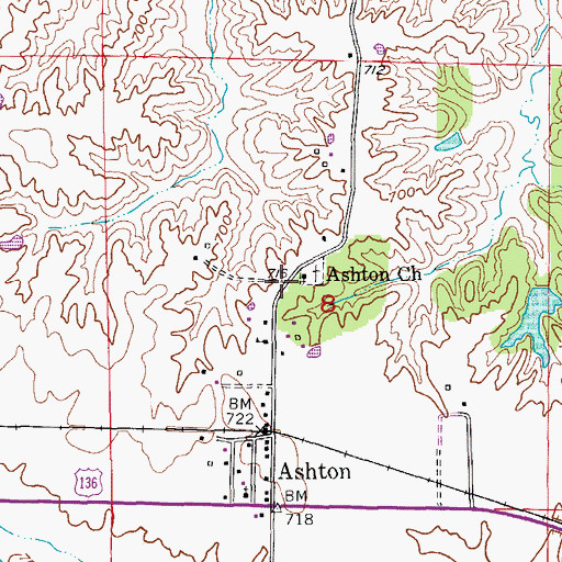 Topographic Map of Ashton Church, MO