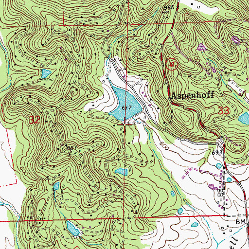 Topographic Map of Aspenhoff, MO