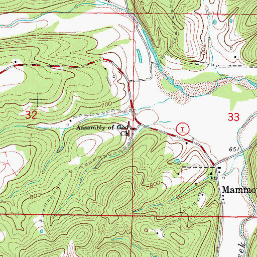 Topographic Map of Assembly of God Church, MO