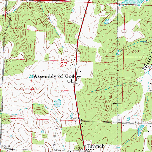 Topographic Map of Assembly of God Church, MO