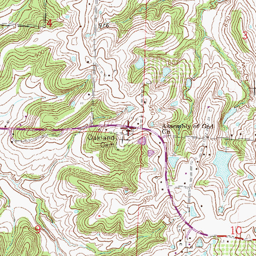 Topographic Map of Assembly of God Church, MO